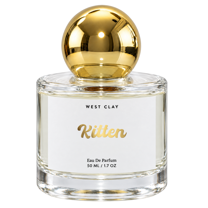 Kitten Eau de Parfum by West Clay, 50 mL transparent bottle