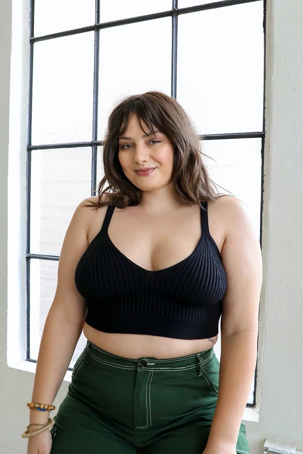 Tiffani Full-Figured Contour Rib Knit Brami Lounge Top