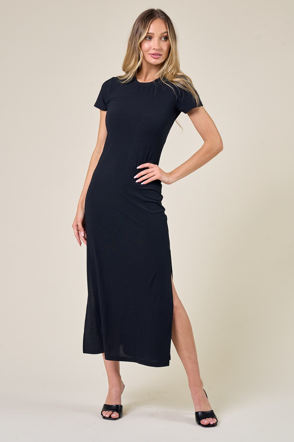 Midnight Ribbed Knit Maxi