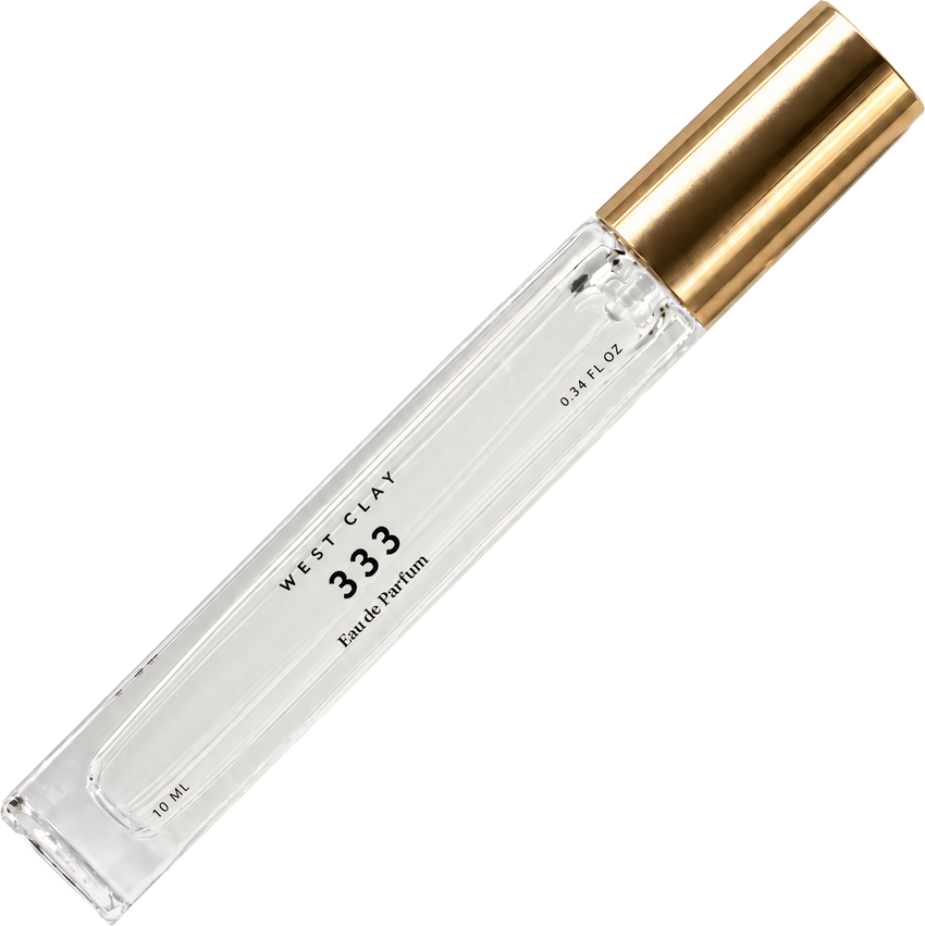 333 Eau de Parfum by West Clay, 10 mL transparent travel bottle