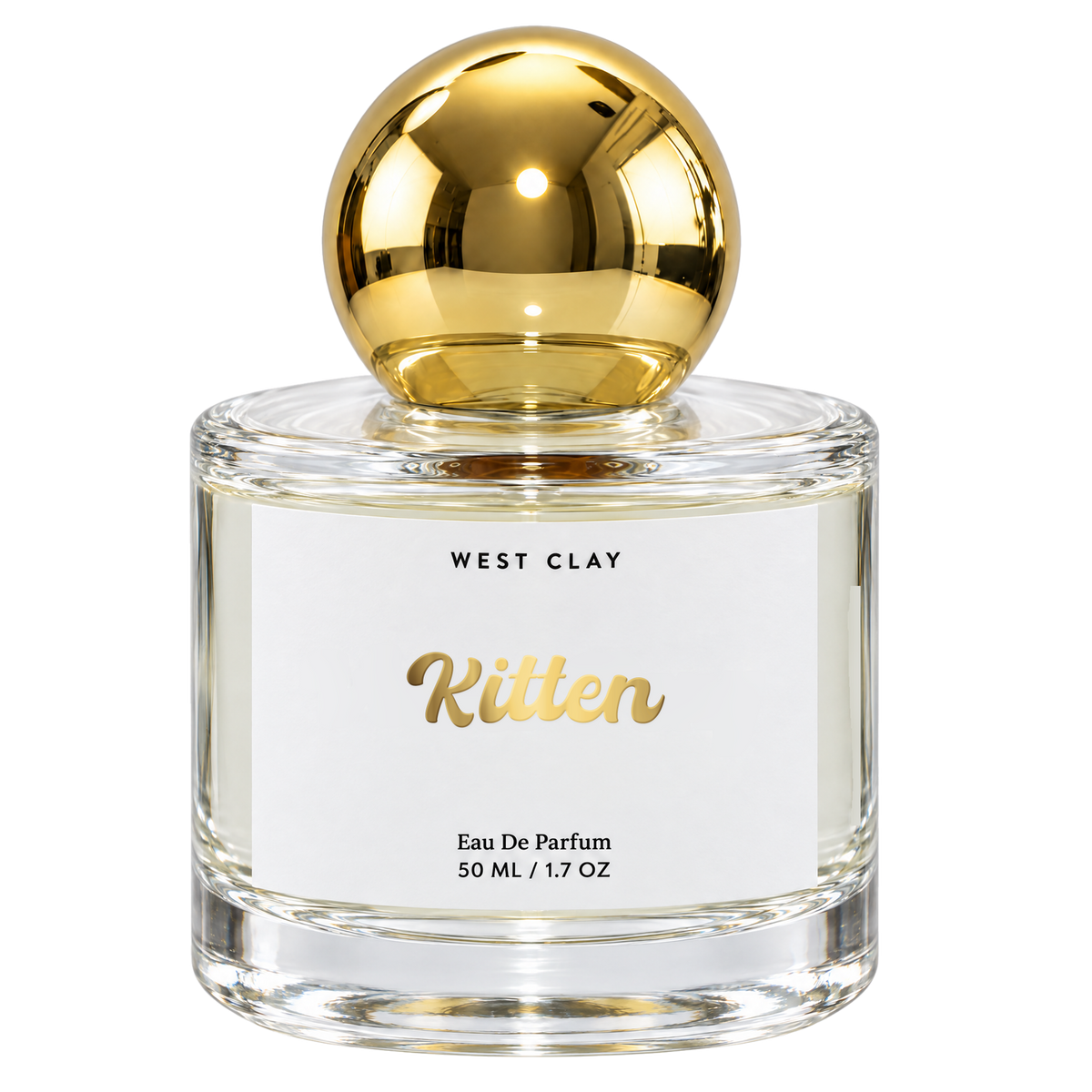 Kitten Eau de Parfum by West Clay, 50 mL transparent bottle