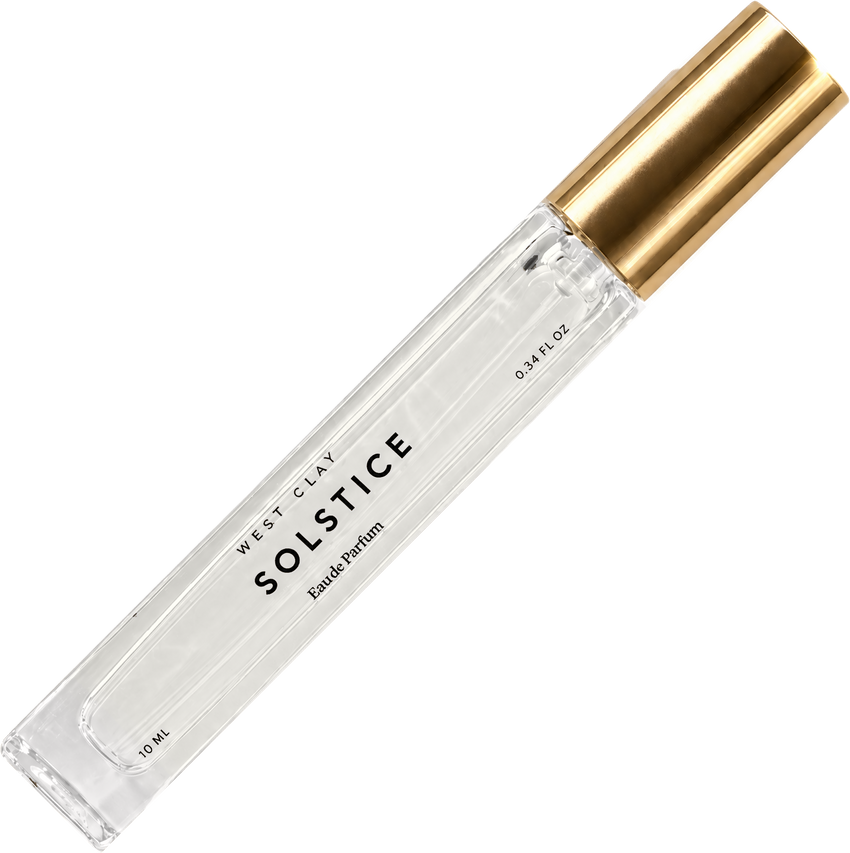 Solstice Eau de Parfum by West Clay, 10 mL transparent travel bottle