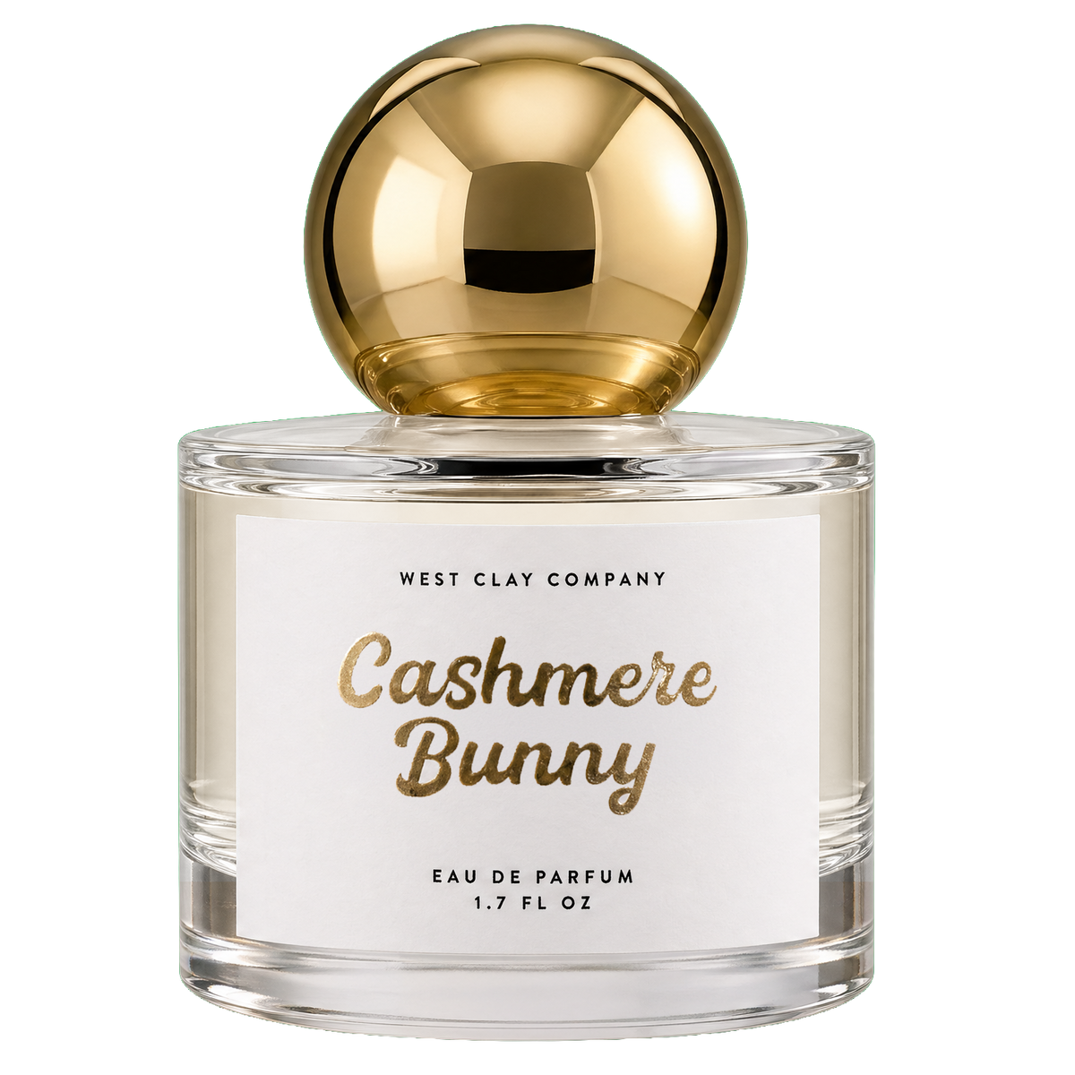 Cashmere Bunny Eau de Parfum by West Clay, 1.7 oz glass bottle with gold cap