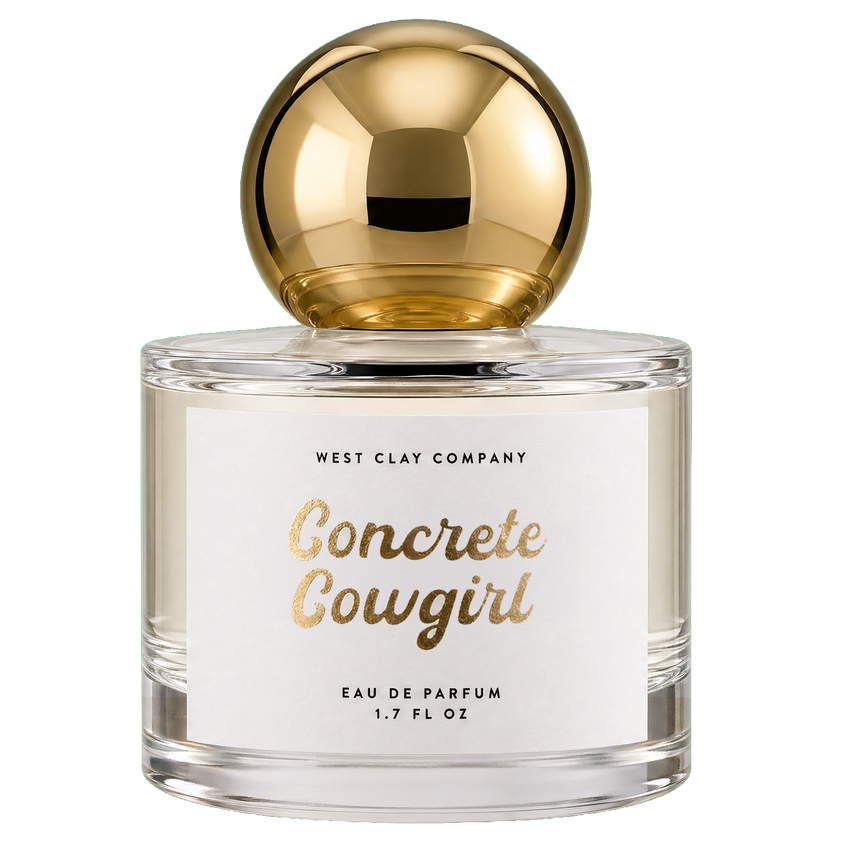 Concrete Cowgirl Eau de Parfum by West Clay, 1.7 oz glass bottle with gold cap