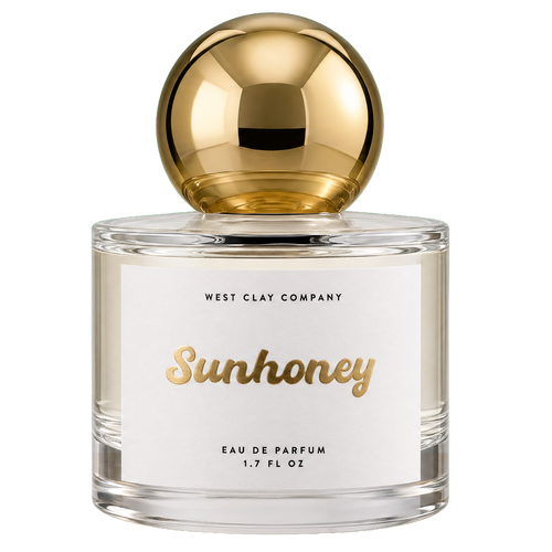 Sunhoney Eau de Parfum by West Clay, 1.7 oz glass bottle with gold cap