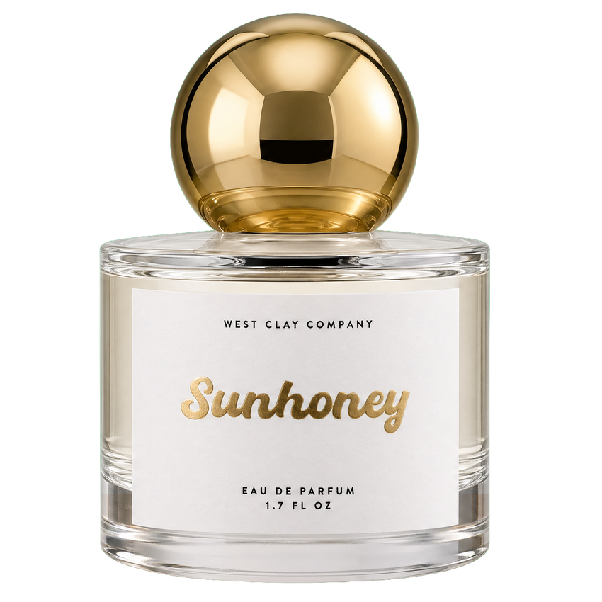 Sunhoney Eau de Parfum by West Clay, 1.7 oz glass bottle with gold cap